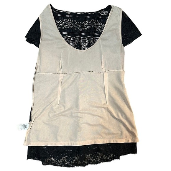 ECI Lace Blouse‎ Women 6 Black Empire Waist Short Sleeve Scoop Neck Whimsigoth - Picture 11 of 16